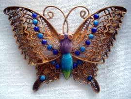 Silver Gilt Enamel Filigree Butterfly Brooch (Sold)