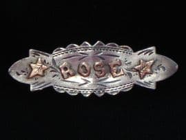 Silver with Gold Name Brooch 'ROSE' - Chester 1914 SOLD