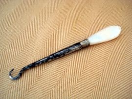 Small Buttonhook with Mother of Pearl Shell Handle