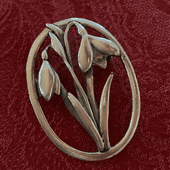 Snowdrop Brooch Vintage 1980 signed MAS-J Snowdrops Pin in Silver-tone