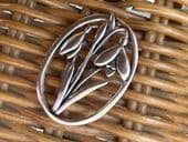 Snowdrop Brooch Vintage signed MAS-J 1987 Snowdrops Pin in Silver-tone