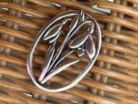 Snowdrop Brooch Vintage signed MAS-J 1987 Snowdrops Pin in Silver-tone