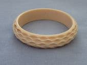 SOLD 1920s - 1930s Bangle - Tribal Carved Pattern - Early Plastic- Casein