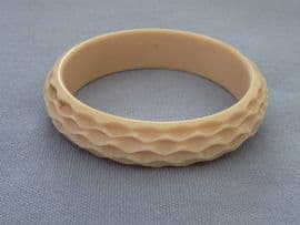 SOLD 1920s - 1930s Bangle - Tribal Carved Pattern - Early Plastic- Casein