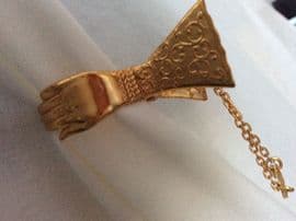 SOLD 1940's/1950's Gilt Metal Glove Clip in the Form of Clasped Hands