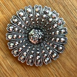 SOLD 1950s Aluminium Floral Scarf Clip from Germany - Daisy Scarf Ring