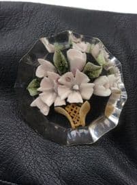 Sold 1950s Lucite Brooch - Vase of Flowers Design - Unusual Shape