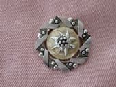 SOLD 1950s Scarf Clip - Aluminium Metal with Eidelweiss Flower