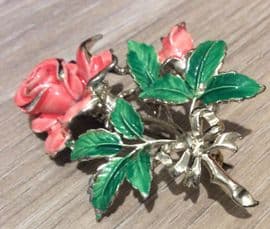SOLD  1960's Flower - Pink Rose  Brooch No. 2 Signed Exquisite