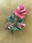 SOLD 1960's Pink Rose Brooch - Signed Exquisite Pin offered on Original Display Card