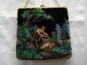 SOLD 1960's Velvet Print Handbag - Very Romantic!
