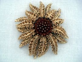 SOLD  1960's Vintage Brooch signed Sarah Coventry - Golden Sunflower