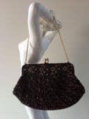 SOLD 1960s Black and Copper Evening Bag with Chain - never used