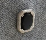 SOLD 1970s Tie Pin - Black Oynx Effect Jewelled Tie Tack in Silvertone Finish