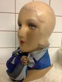 Sold 1980s Gold Plated Scarf Clip with Pearls and Lapis style beads - Baroque Scarf Ring