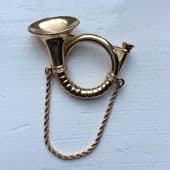 SOLD 1980s Vintage Christian Dior Hunting Horn Brooch