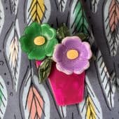 SOLD   A  Bright Flower Pot Brooch by Lea Stein of Paris