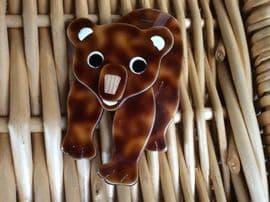 SOLD A Brown Bear Brooch By Lea Stein of Paris - Tom Bear Pin - Designer Brooch