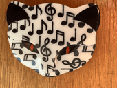 SOLD A Cat Face Pin - Signed Lea Stein of Paris Brooch - The Musical Cat