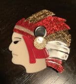 SOLD A  Chief  Brooch - Native American Indian Chief Pin by Lea Stein