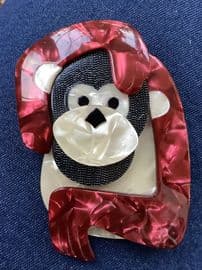 SOLD A Chimpanzee Brooch - Monkey Pin By Lea Stein of Paris - Primate Brooch