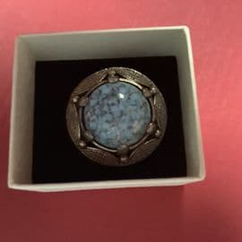 SOLD A Circular Vintage Miracle Scarf Ring - Faux Turquoise Jewel