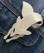 SOLD A Cream Fox Pin By Lea Stein of Paris - Ivorine Snow Fox Brooch