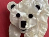 SOLD A Cream Polar Bear Brooch By Lea Stein of Paris - Polar Bear Pin