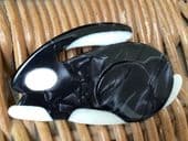 Sold A Dark Grey & Cream Rabbit Brooch by Lea Stein of Paris -Lapin - Bunny Pin