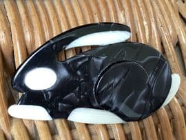 Sold A Dark Grey & Cream Rabbit Brooch by Lea Stein of Paris -Lapin - Bunny Pin