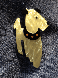 SOLD  A Dog Brooch -Ric The Terrier by Lea Stein Paris - Lemon Yellow Colour