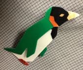 SOLD A Fantasy LEA STEIN King Penguin Brooch - Yellow Eyes and Beak and Green Wings and Tail!