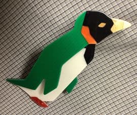 SOLD A Fantasy LEA STEIN King Penguin Brooch - Yellow Eyes and Beak and Green Wings and Tail!