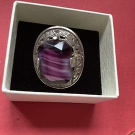 SOLD  A Faux Amethyst Vintage Miracle Scarf Ring  1970s