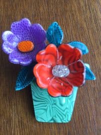 SOLD A Flowers in a Pot Brooch - Everlasting Blooms by Lea Stein Paris