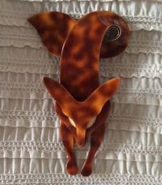 SOLD A Fox Brooch by Stein, Paris - Natural Tortoiseshell look with Ivorine Eyes