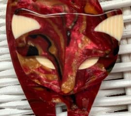 SOLD  A Lea Stein Cat Brooch in Unusual marbled burgundy colours  - Attila the Cat Pin