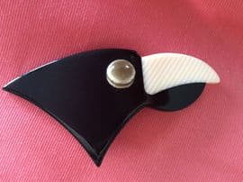 SOLD  A LEA STEIN Eagle  Bird Brooch - Black and Cream Bird Pin