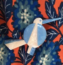 SOLD A LEA STEIN  'GROSBEC' Great Beak Bird Brooch - in shades of Blue and White