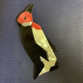 SOLD A LEA STEIN King Penguin Brooch - Red Face and Bib