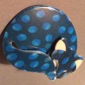 Sold  A Lea Stein Spotty Blue Cat Brooch - Gomina the Cat Pin
