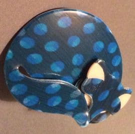 Sold  A Lea Stein Spotty Blue Cat Brooch - Gomina the Cat Pin