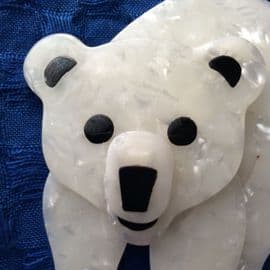SOLD A Polar Bear Pin By Lea Stein of Paris --Winter White Bear Brooch
