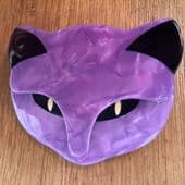 SOLD A Purple Cat Face Pin - Signed Lea Stein of Paris Brooch