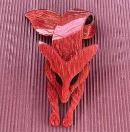 Sold A Red Glitter Fox Pin By Lea Stein of Paris - Fox Pin - Designer Brooch