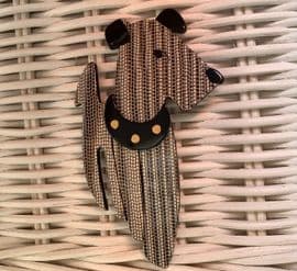 SOLD A Ric the Terrier Dog Brooch wearing Gold Studded Collar by Lea Stein of Paris