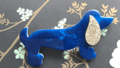 SOLD A Royal Blue Dachshund Brooch signed Lea Stein Paris