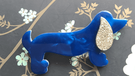 SOLD A Royal Blue Dachshund Brooch signed Lea Stein Paris