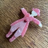 SOLD A Scarecrow or Farmer Brooch in Pink by Lea Stein of Paris -  Vintage