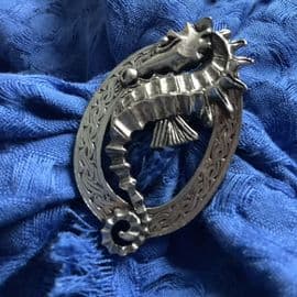 SOLD A SEAHORSE. - A Vintage Designer Signed  Miracle Scarf Ring